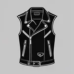 sleeveless black leather biker vest image